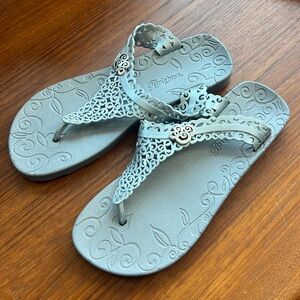 Brighton Silver Scroll "Jelly" Sandals Flip Flops Flat Filligree Bohemian 7
